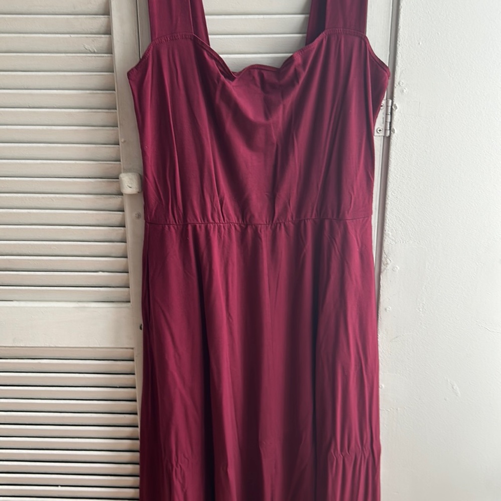 REFORMATION Helena Fit and Flair. Deep rose pink dress.